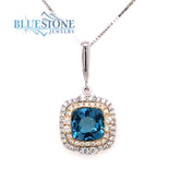 14 Karat White & Yellow Gold Pendant with a 1.08 Carat Square Cushion